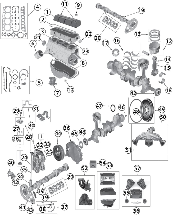1983-2002 Jeep 2.5L (150ci) Inline 4 Cylinder Engine Replacement Parts