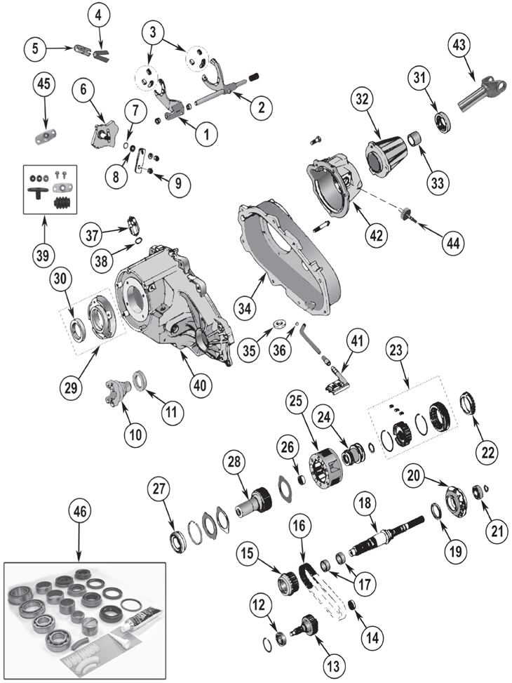 NP231 Replacement Parts ('88-'06) | Quadratec np231 breakdown diagram 