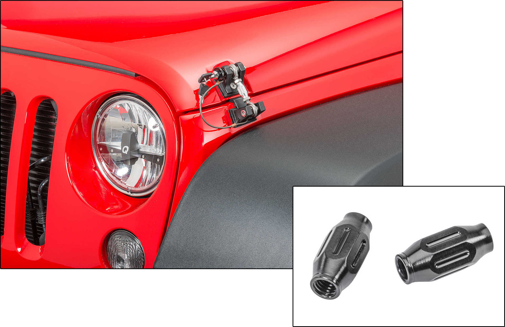 Drake Off Road Hood Hold Downs with Turnbuckles for 0717 Jeep