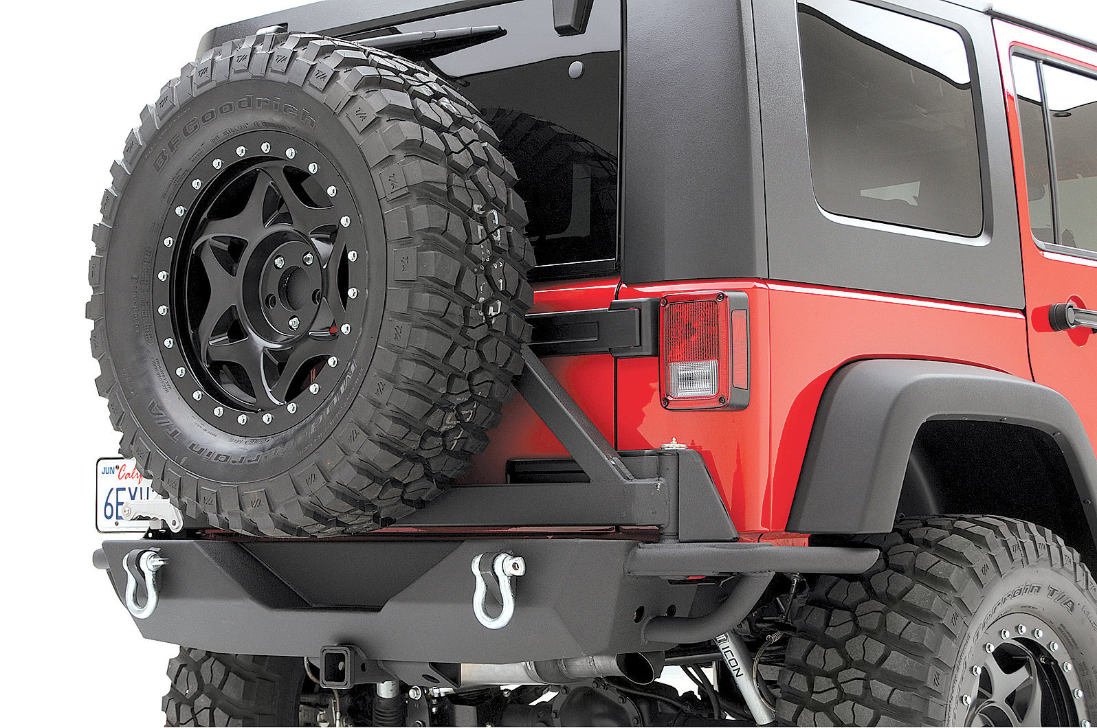 Smittybilt Rear SRC Bumper with 2" Receiver & Swing Away Tire Carrier in Textured Black for 07 Best Jeep Jk Rear Bumper With Tire Carrier