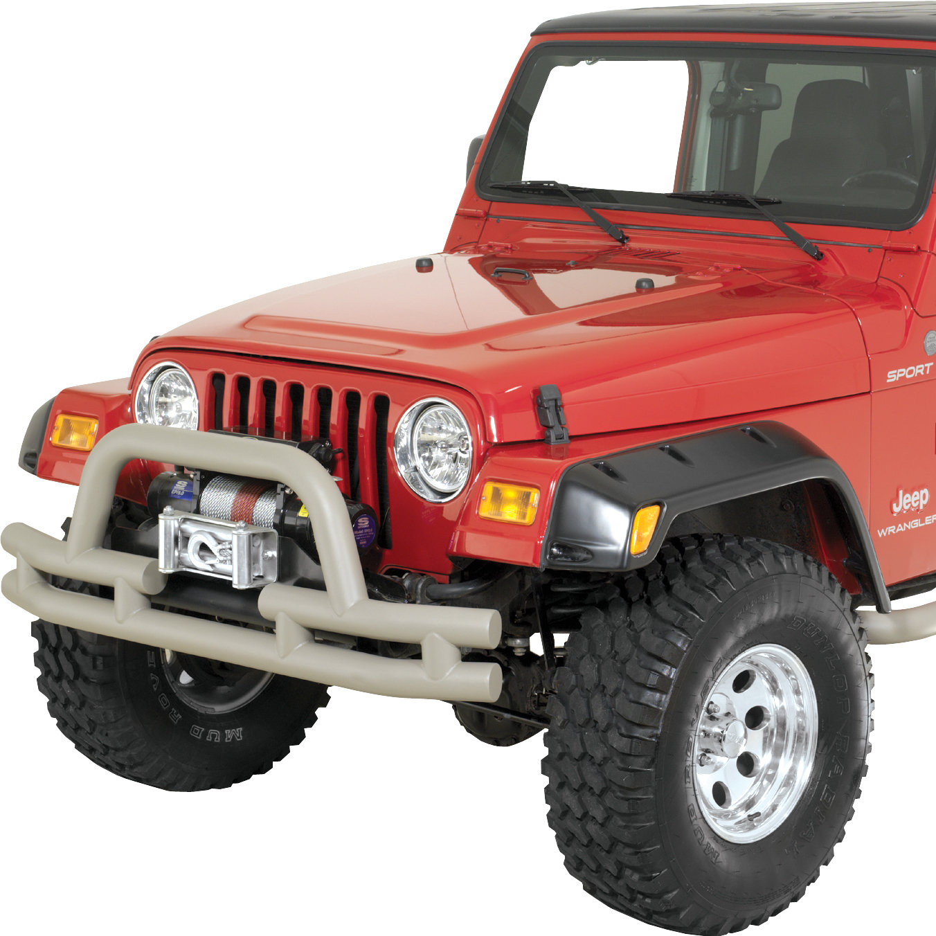 Rugged Ridge Double Tube Front Winch Bumper with Hoop in Titanium for