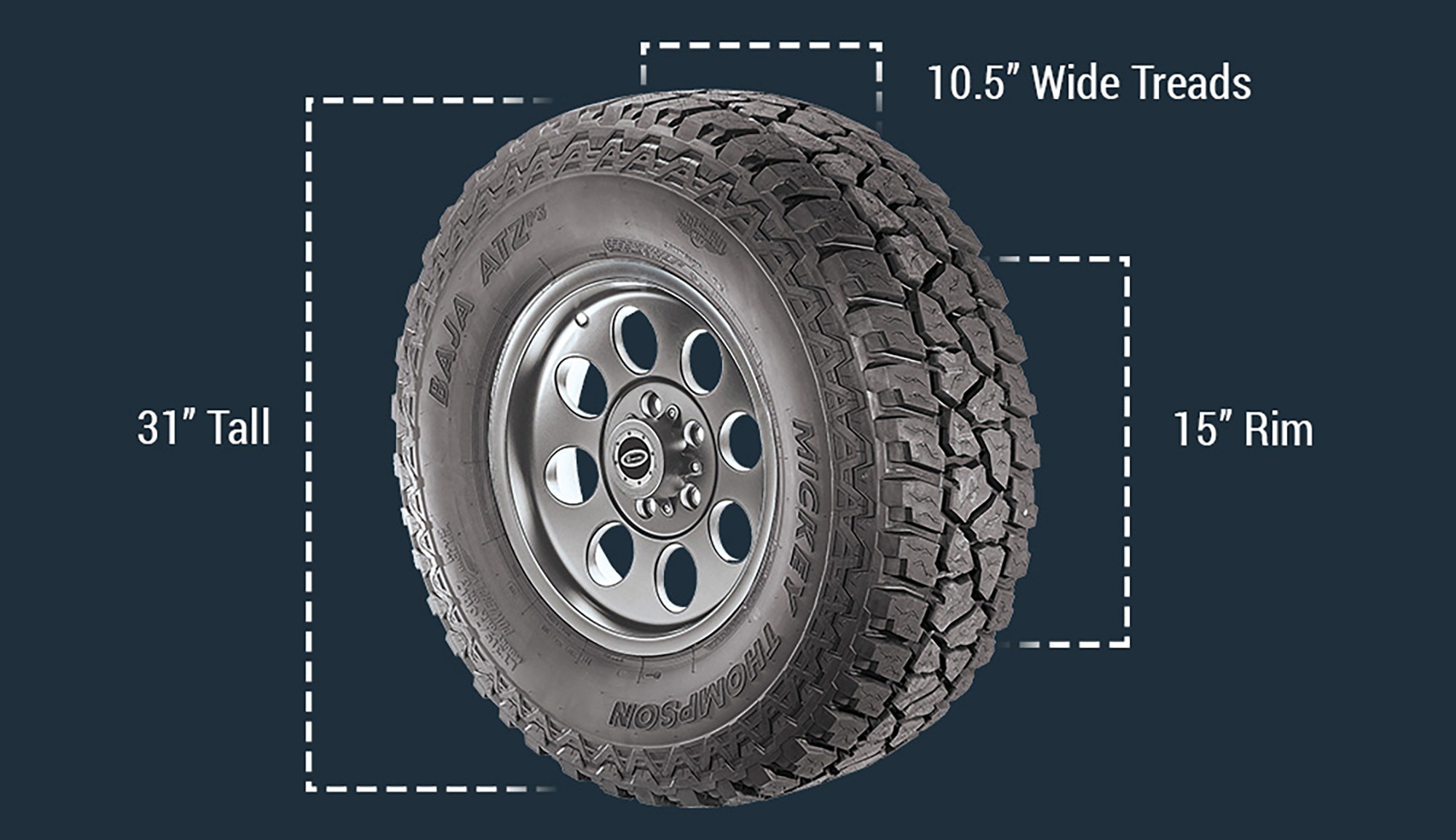 Arriba 120+ imagen standard jeep wrangler tire size