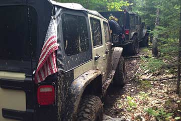 United States Flag on Jeep Wrangler Off-road