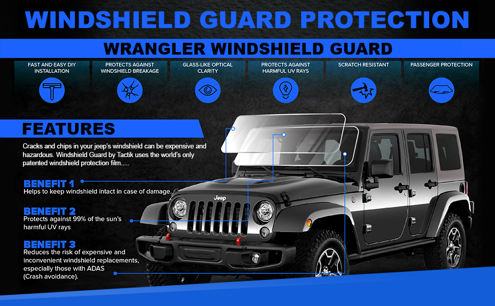 TACTIK Windshield Guard for 97-06 Jeep Wrangler TJ & Unlimited | Quadratec