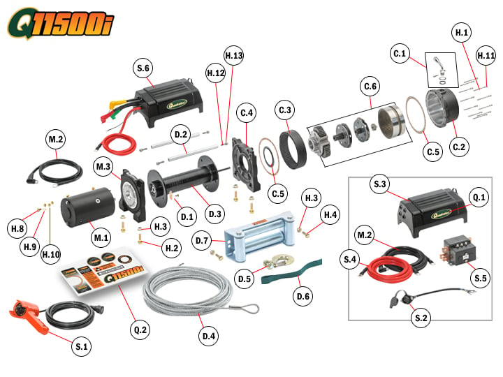 Q11500i Winch Replacement Parts