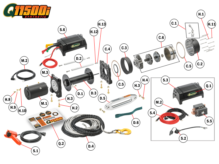 Q11500is Winch Replacement Parts | Quadratec warn winch m8000 wiring diagram 