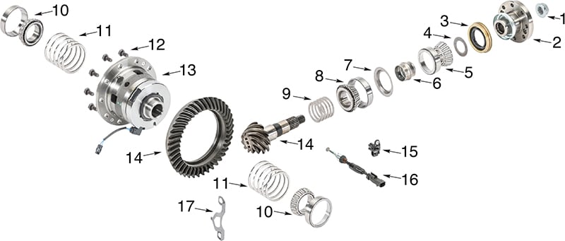 Jeep Wrangler JK Dana 44 Front Differential Parts Exploded Diagram