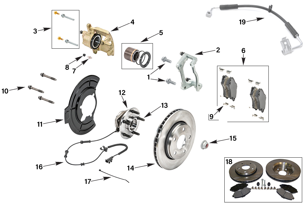 Jeep Wrangler JK Front Brake Parts | Quadratec