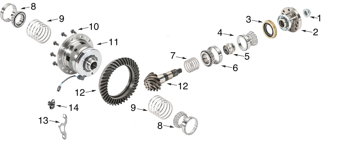 Jeep Wrangler JL Dana 44 Front Differential Parts Exploded Diagram