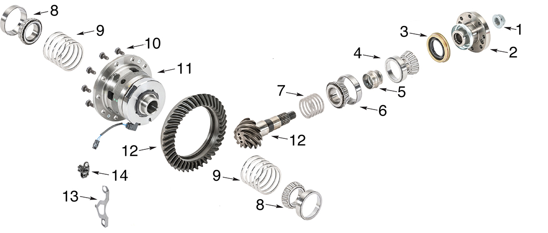 Jeep Gladiator JT Dana 44 Front Differential Parts Exploded Diagram