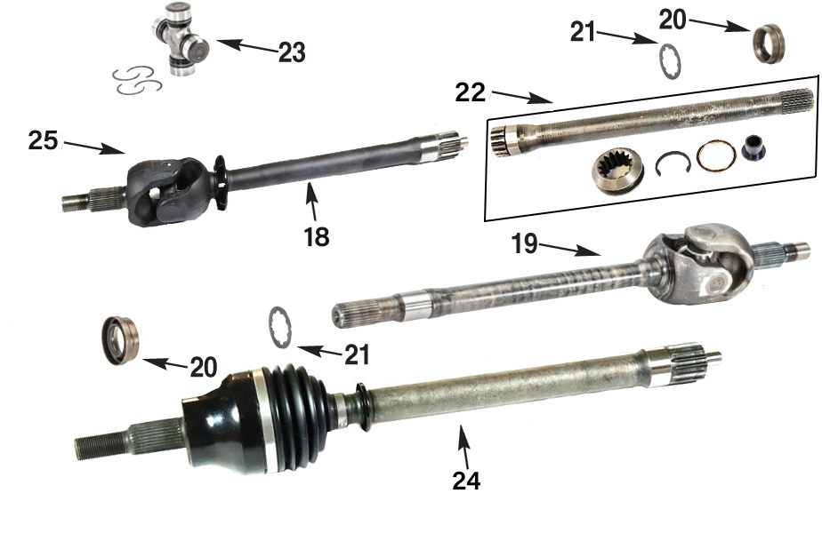 Jeep Wrangler JL Dana 30 Front Axle Shaft Parts | Quadratec