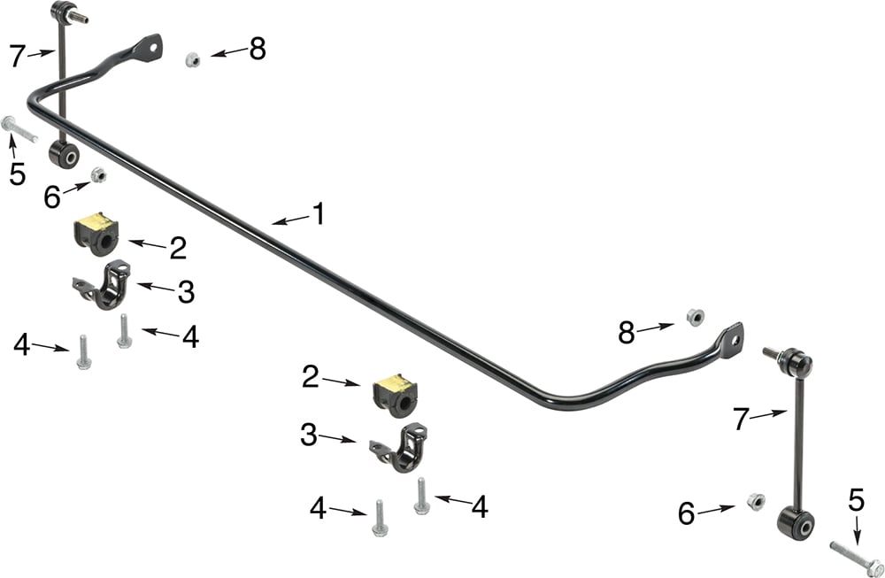 Jeep Gladiator JT Rear Stabilizer Bar Parts