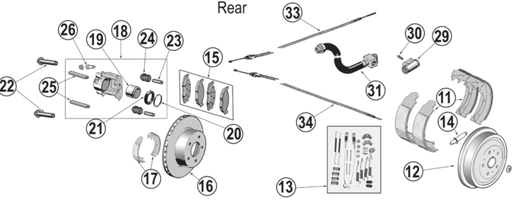 Jeep Liberty KJ Rear Brake Parts ('02-'07) | Quadratec