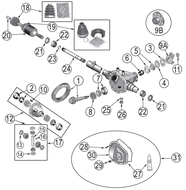 Jeep Liberty KK Dana 30 Front Axle Parts ('08-'10) | Quadratec