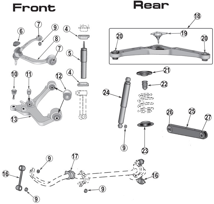 Protune Suspension 1.5" Rear Leveling Lift Kit For 2002-2007 Jeep Liberty KJ
