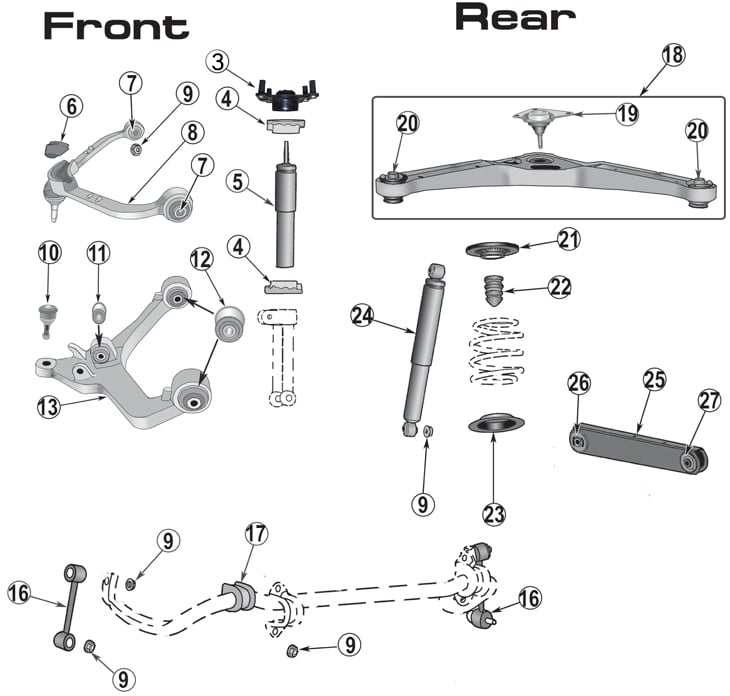 Jeep Liberty KJ Suspension Parts ('02-'07) | Quadratec