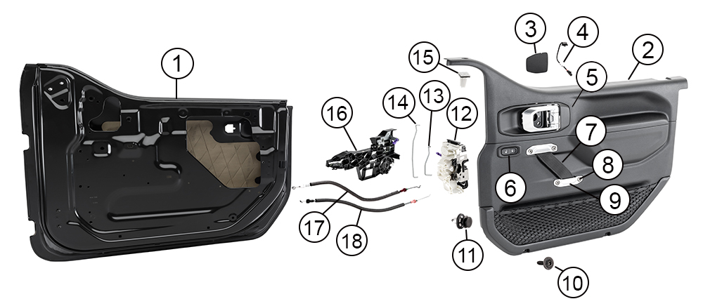 Jeep Wrangler JL Half Door Parts