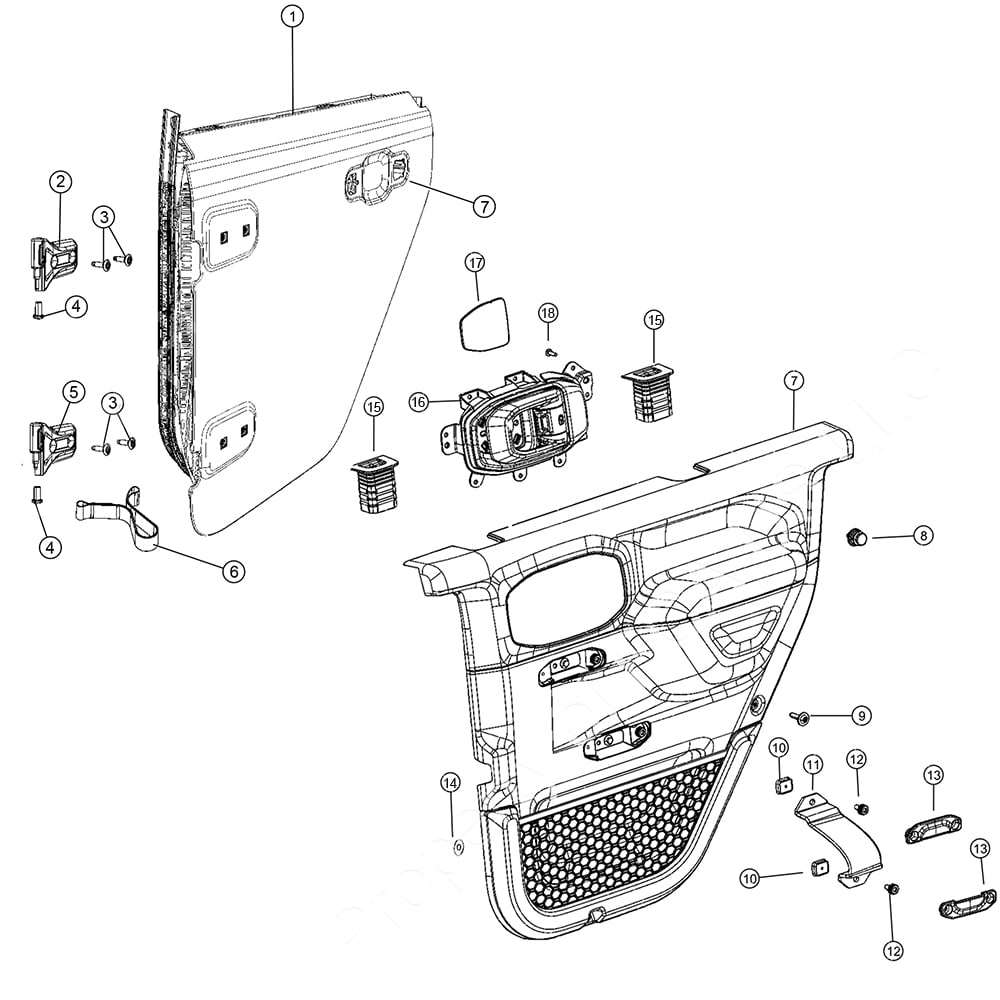 Jeep Wrangler JL Rear Half Door Replacement Parts | Quadratec