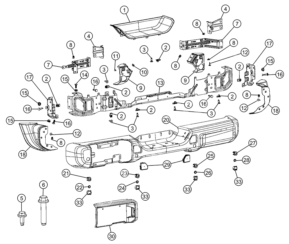 Jeep Wrangler JL Rear Bumper Parts