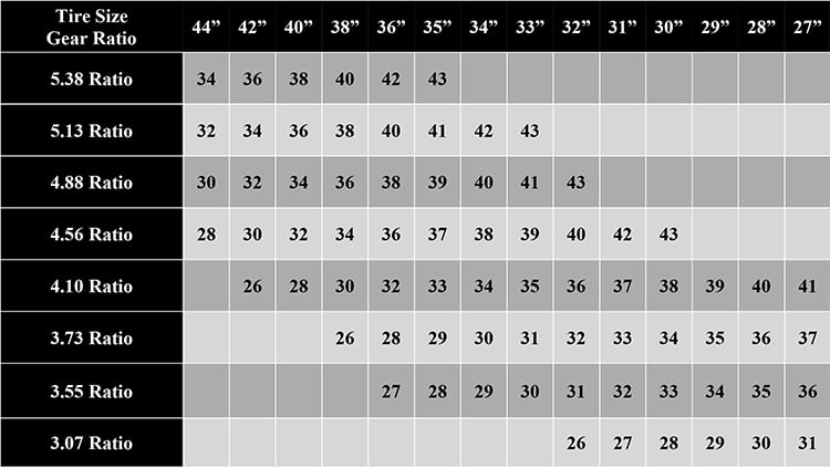 Speedo Gear Chart