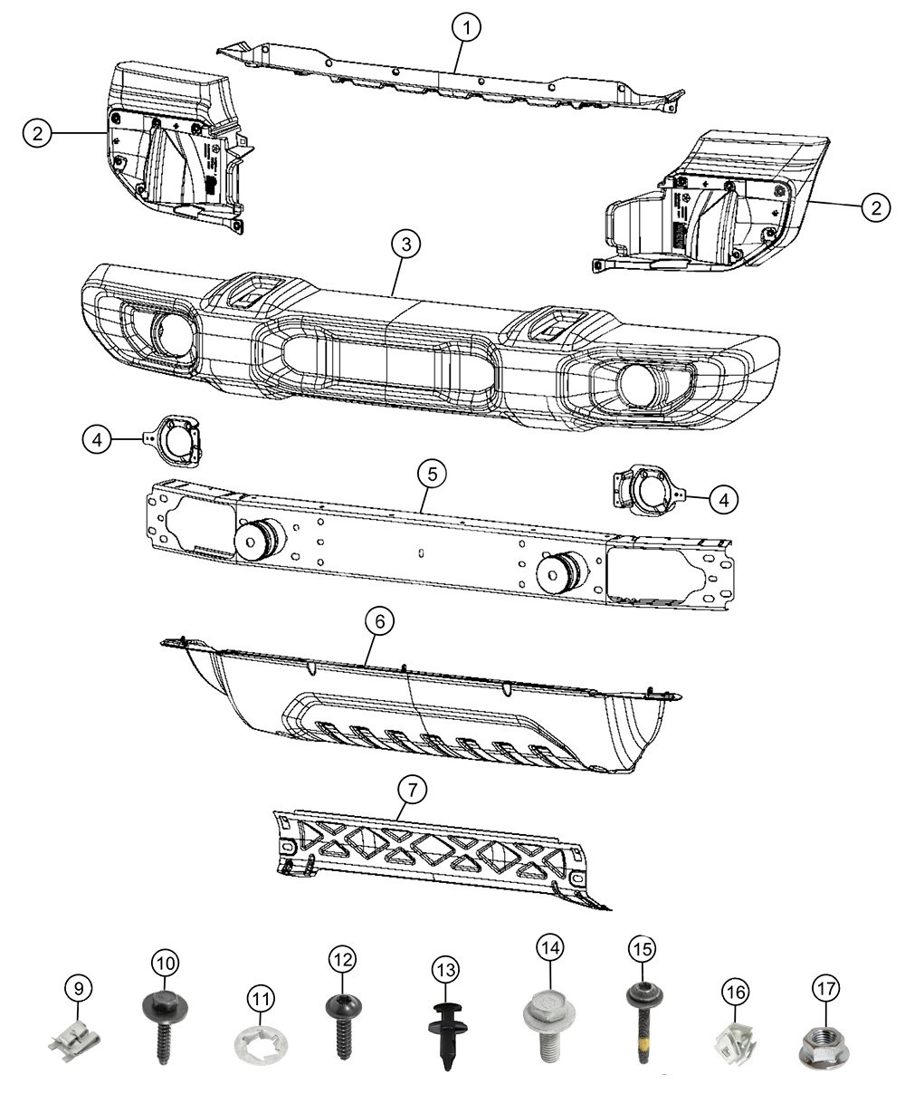 Jeep Wrangler JL Sport Front Bumper Parts