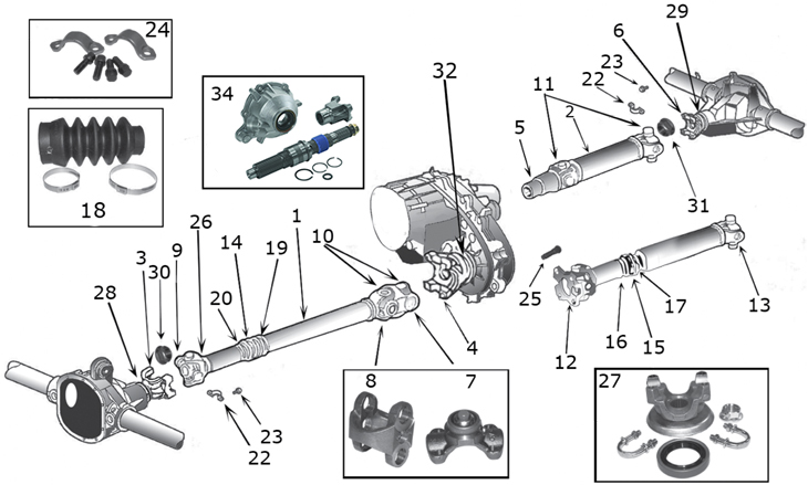 Jeep Wrangler TJ Driveshaft Parts | Quadratec