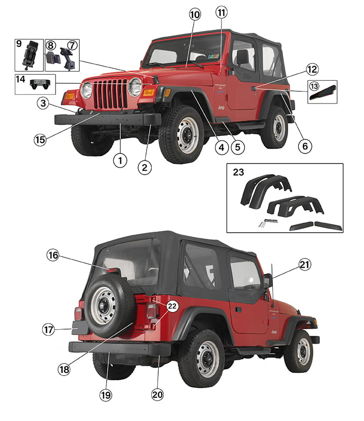 Jeep Wrangler TJ Exterior Body Parts ('97-'06) | Quadratec