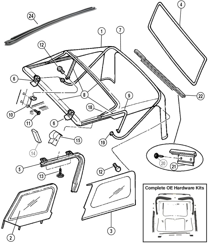 Total 56+ imagen 1997 jeep wrangler soft top parts