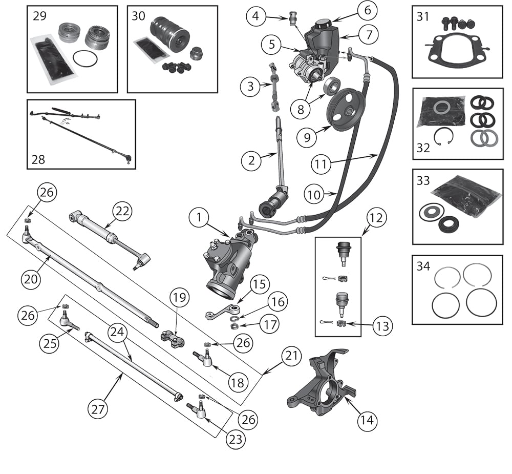 Jeep Wrangler TJ Steering Parts ('97-'06) | Quadratec