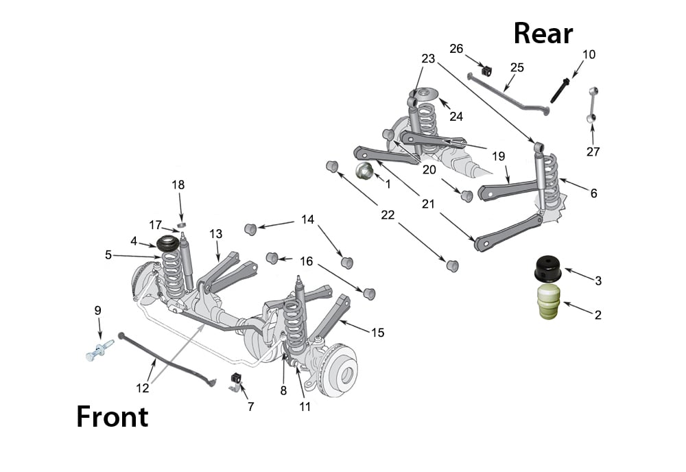 Actualizar 81+ imagen 2002 jeep wrangler suspension diagram