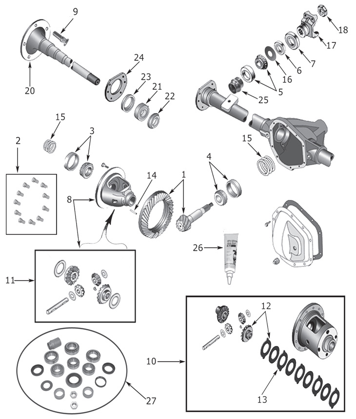 Jeep Grand Cherokee WJ Dana 44 Rear Axle Parts ('99-'04) | Quadratec