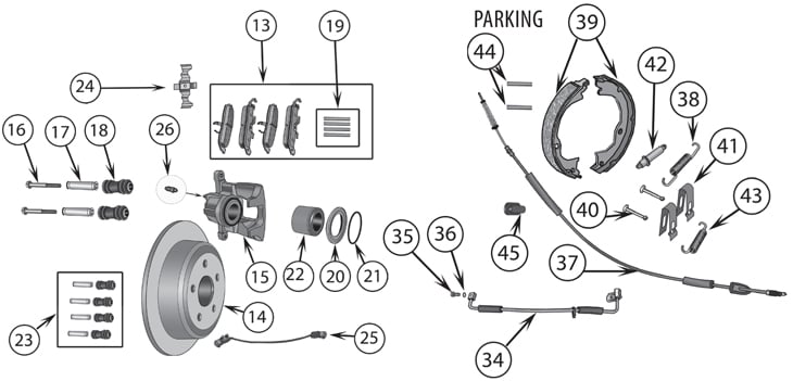 Jeep Grand Cherokee WK Rear Brake Parts ('05-'10) | Quadratec
