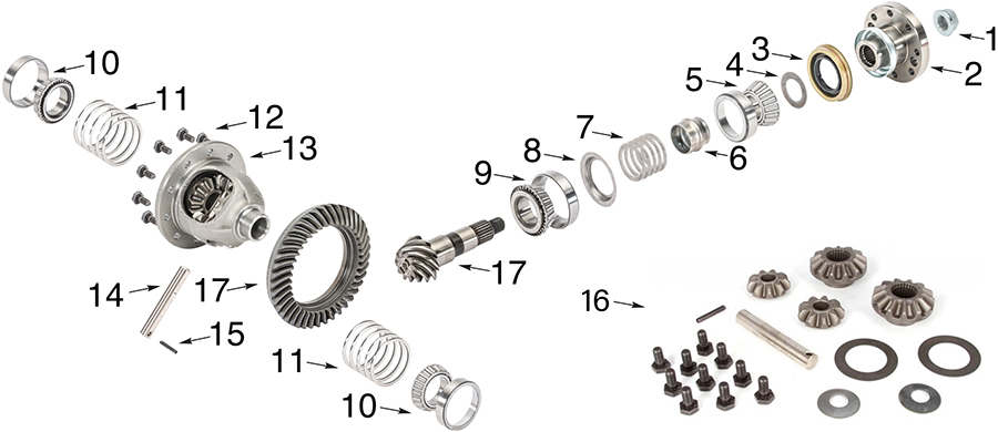 Jeep Wrangler JK Dana 30 Front Differential Parts Exploded Diagram