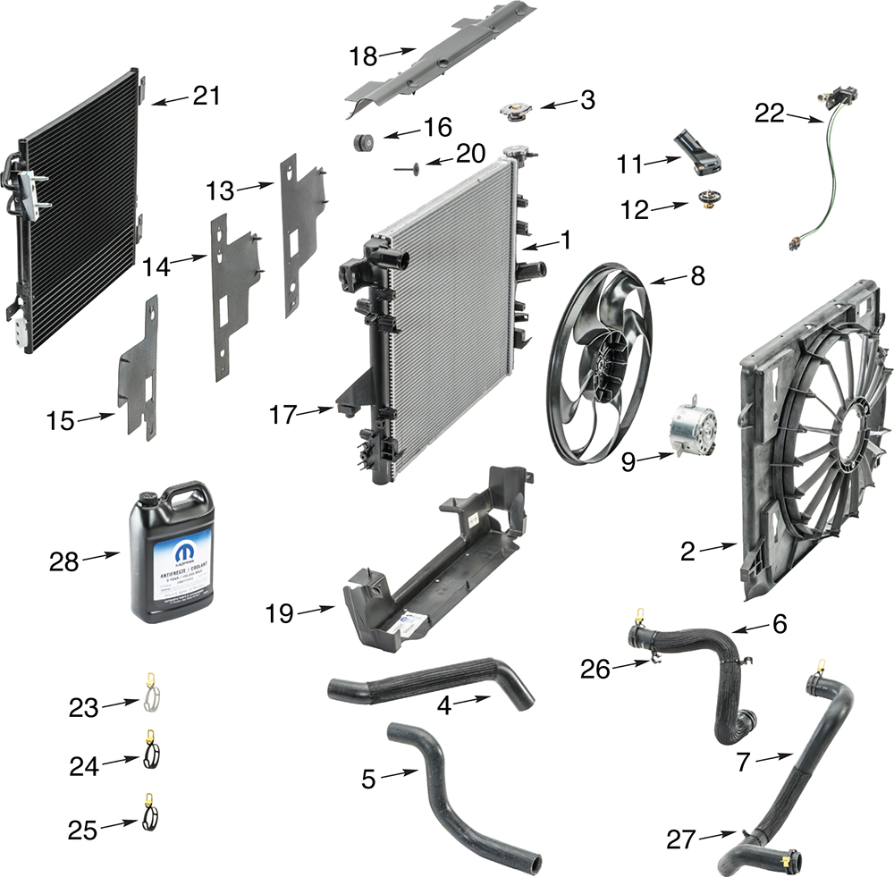 Jeep Wrangler JK Radiator Parts