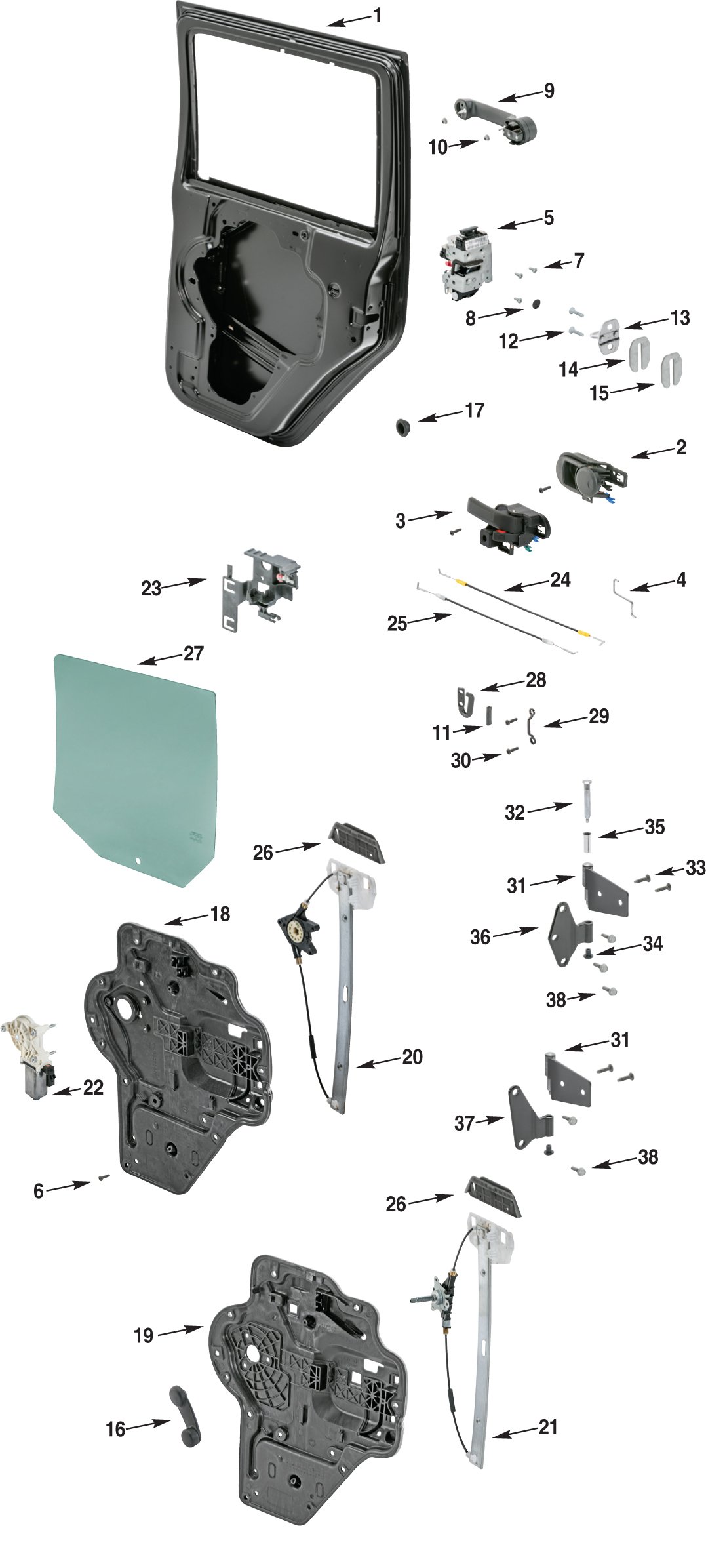 Jeep Wrangler JK Rear Full Steel Door Parts | Quadratec