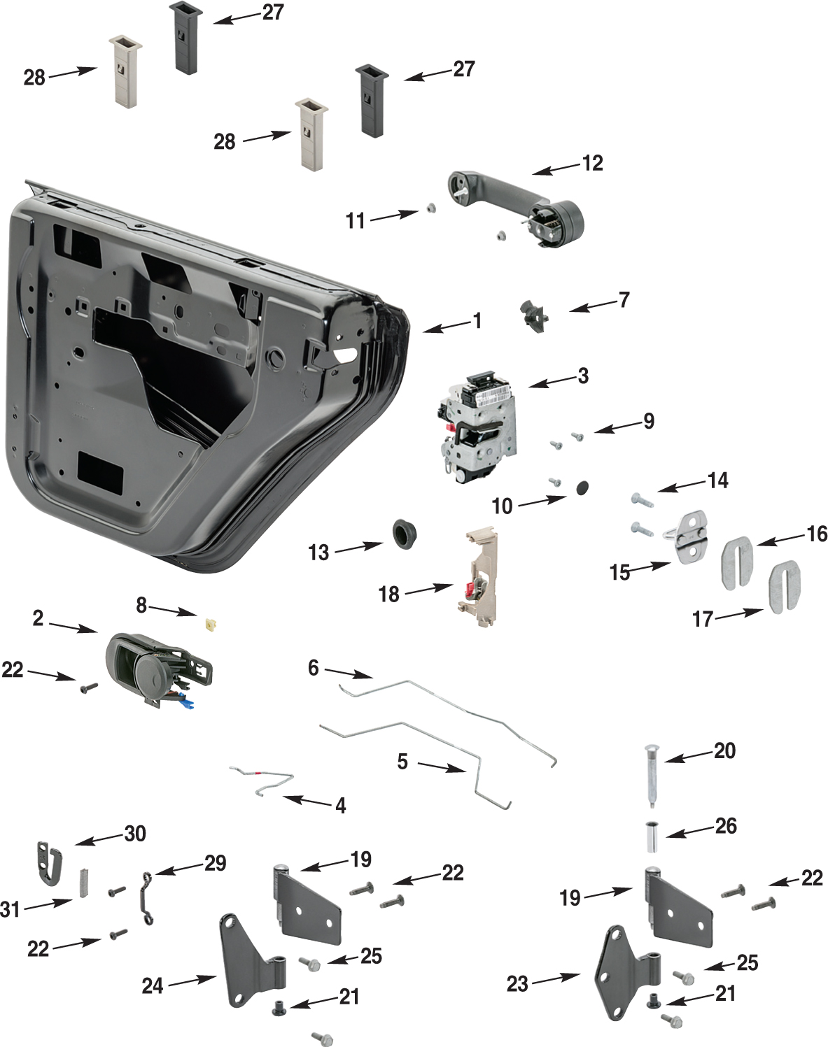 Jeep Wrangler Jk Rear Half Steel Door Parts