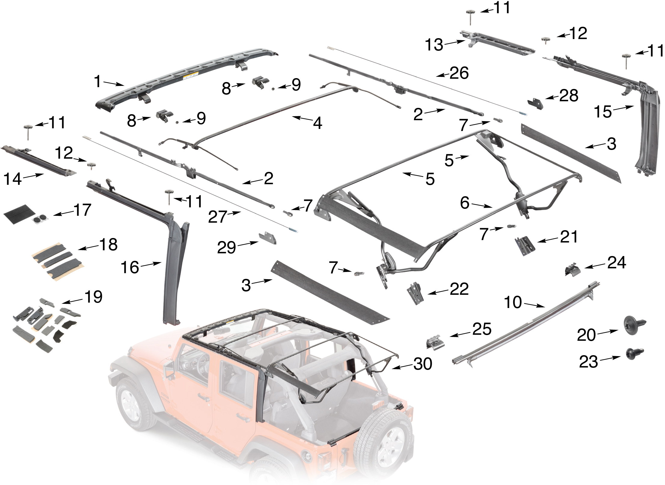 2012 Rubicon - Soft Top Missing Parts