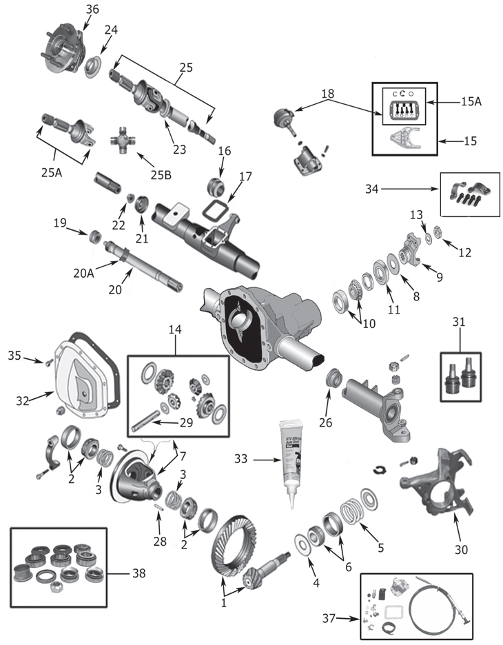 Jeep Wrangler YJ Dana 30 Front Axle Parts | Quadratec