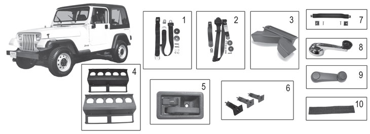 Total 115+ imagen 2001 jeep wrangler interior parts