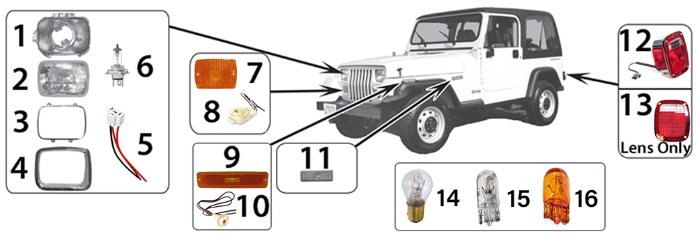 Jeep Wrangler YJ Lighting Parts ('87-'95) | Quadratec