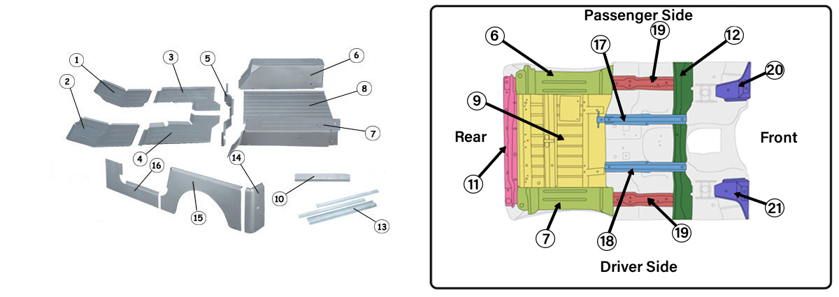 Jeep Wrangler YJ Floor & Side Panel Replacement Parts ('87-'95) | Quadratec