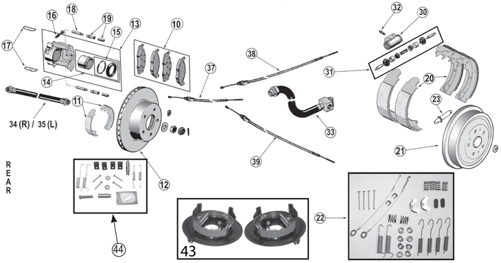 Jeep Grand Cherokee ZJ Rear Brake Parts ('93-'98) | Quadratec