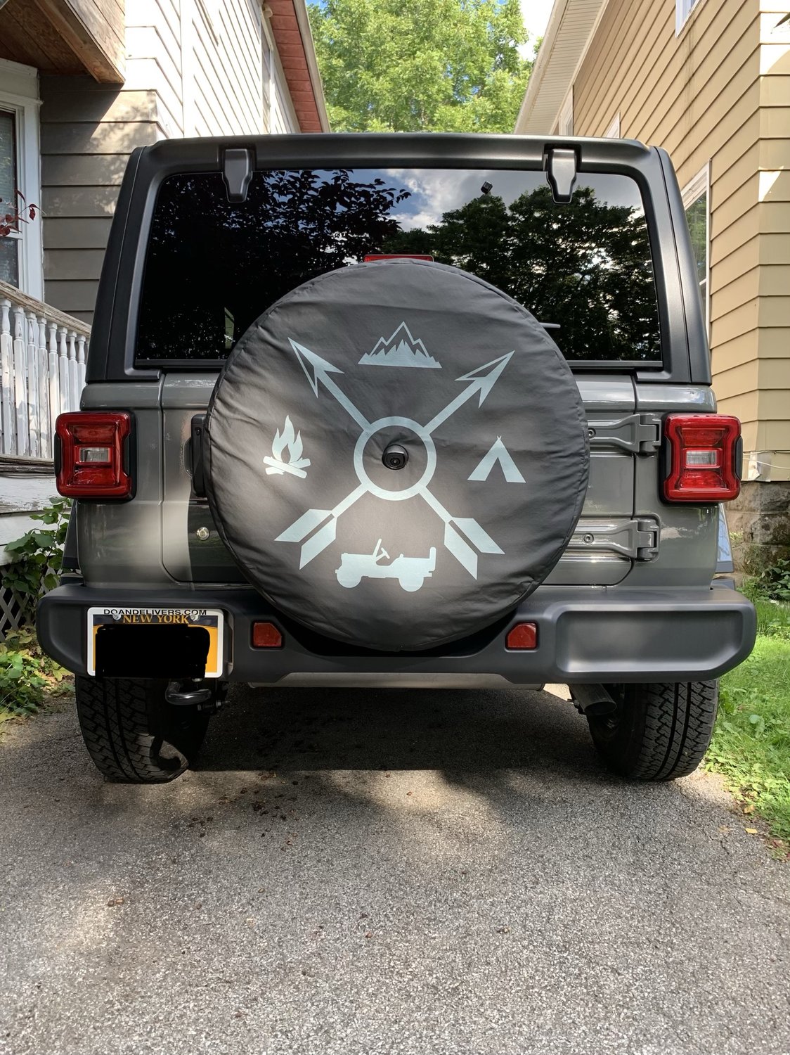 Mopar 82215440 Spare Tire Cover with Camping Logo for 18-21 Jeep Wrangler  JL Quadratec