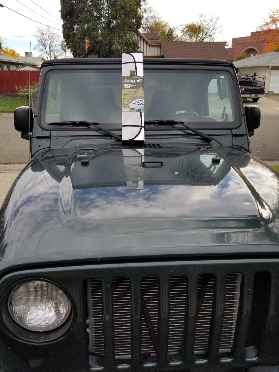 Jeep Logo Windshield Sun Shade – Universal Fit Foldable Car Sunshield, 55.5” X 27”