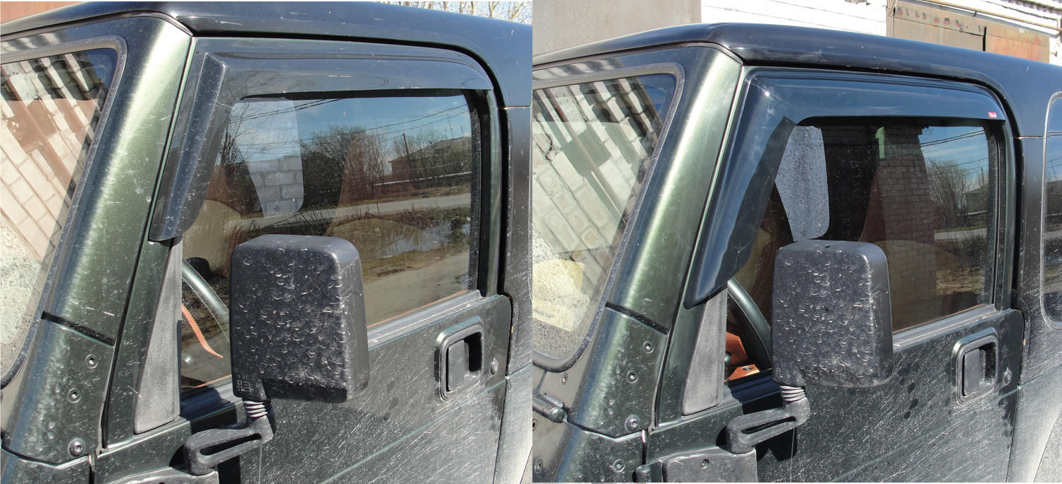 Wade 7251460 TapeOn SLIM WINDGUARD Wind Deflectors for 9706 Jeep Wrangler TJ & TJ Unlimited