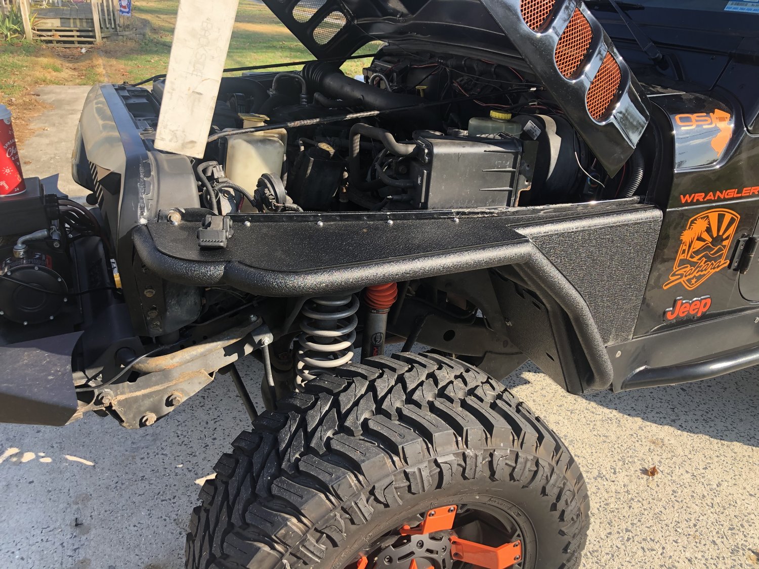 Smittybilt Front XRC Tube Fenders with 3" Flare in Textured Black for