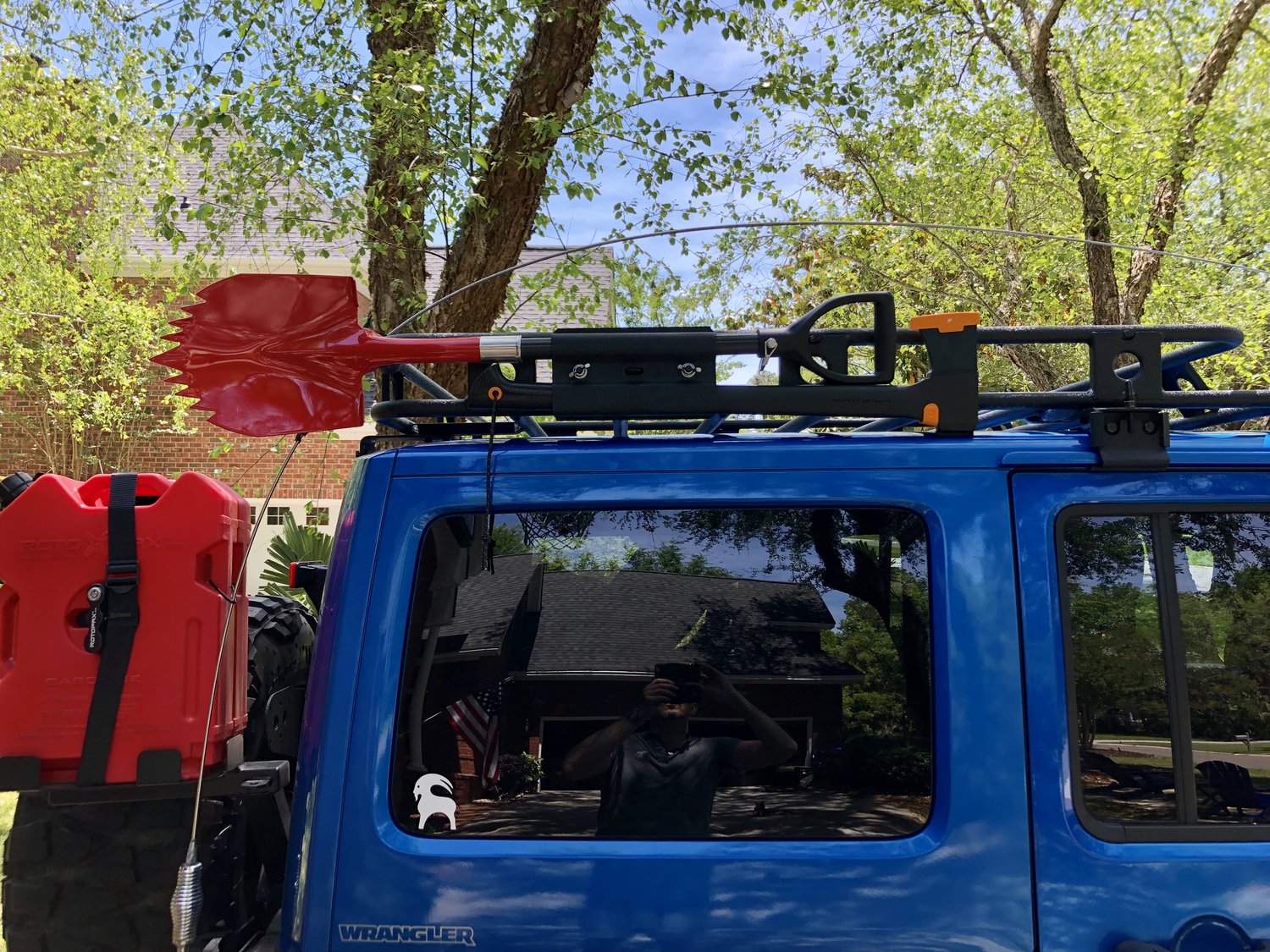 roof rack axe and shovel mount
