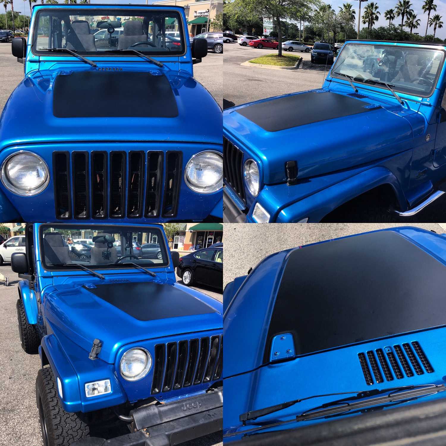 Quadratec Premium Vinyl Hood Blackout Decal for 9706 Jeep Wrangler TJ