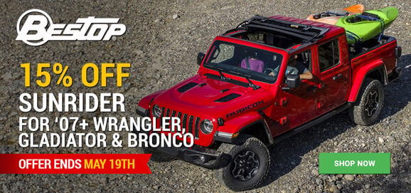 Bestop - 15% Off Sunriders for '07+ Wrangler, Gladiator & Bronco