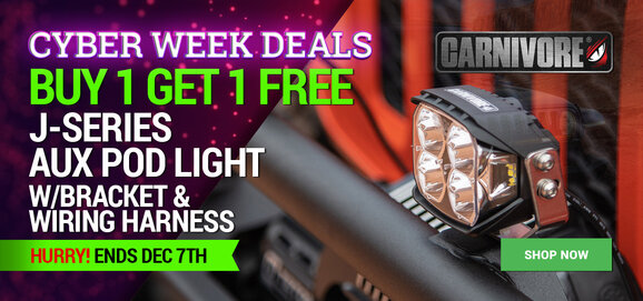 Carnivore Buy 1 Get 1 FREE J-Series Aux Pod Light w/ Brackets & Wiring Harness
